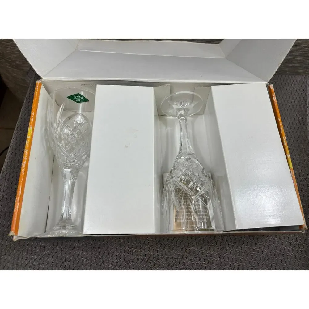 Dublin Set of Four 9oz 24% Lead Crystal Goblets by Godinger 1980s NEW